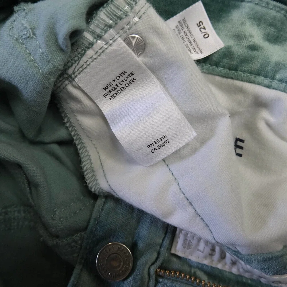 LUCKY BRAND Womens 00 Ava Antartica Sea Foam Crushed Velvet Skinny Jeans Pants - Picture 6 of 16